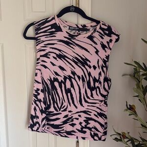 Bimba y Lola Pink  & Black Zebra Print Sleeveless Top